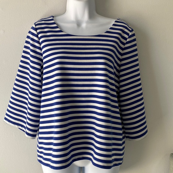 Anthropolgie Post Mark Blue and White Striped Top M - Picture 1 of 9